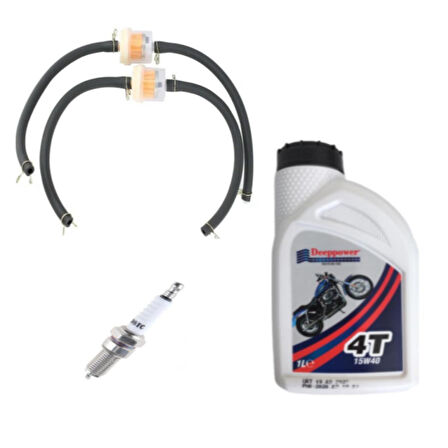 Kmtmak Motorsiklet Filtre Benzin Hortum Set 2 Adet 4T Yağ D8TC Buji
