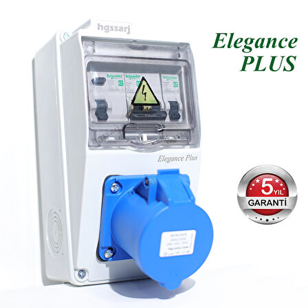Elegance PLUS, Monofaze Elektrikli Araç Kombinasyon Kutusu, Tesla Blue Adaptöre Uyumlu +Kaçak Akım Röle 3x32A + 1x16A - Schneider Marka Sigorta Grubu - 5 Yıl Garanti