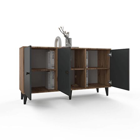 Luna Konsol - 3 Kapaklı - Atlantik Çam - Antrasit 