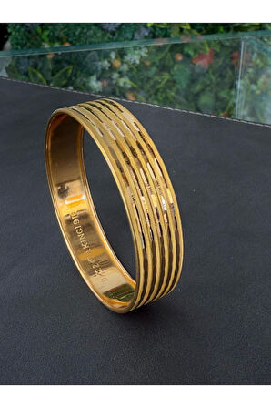 20 gr (GRAM) Yatırımlık İşçiliksiz Oluklu Ajda Desenli Şarnel Bilezik 22 Ayar Altın