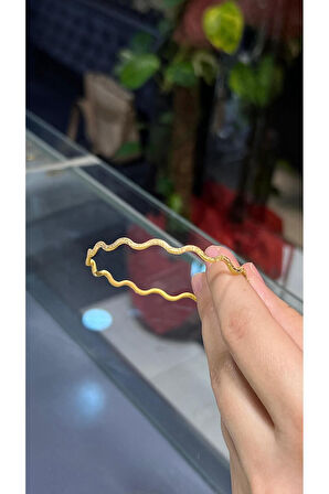 9 gr (GRAM) Yatırımlık Işçiliksiz Simli Zikzak Ajda Bilezik 22 Ayar Altın