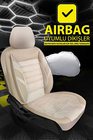 Volvo 740  Uyumlu 5 KOLTUK TAM SET Zebra Extra Bej TAY TÜYÜ OTO KOLTUK KILIFI