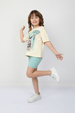 Love Tavşan Baskılı Alt Üst Takım 6485
