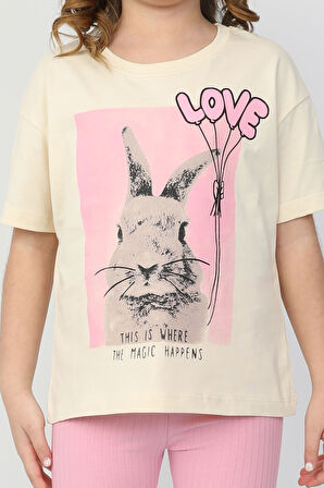 Love Tavşan Baskılı Alt Üst Takım 6485