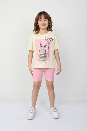 Love Tavşan Baskılı Alt Üst Takım 6485