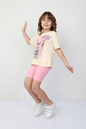 Love Tavşan Baskılı Alt Üst Takım 6485