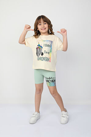 I Thing  Unicorn Baskılı Kız Çocuk Takım 6534
