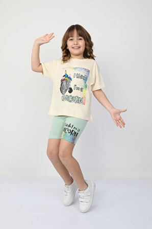 I Thing  Unicorn Baskılı Kız Çocuk Takım 6534