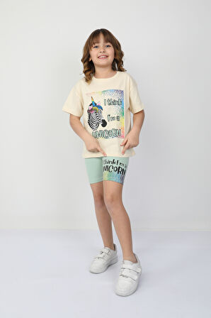 I Thing  Unicorn Baskılı Kız Çocuk Takım 6534