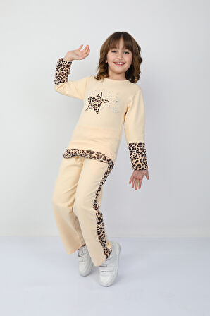 Kız Çocuk Leopar Yıldızlı Takım 37037