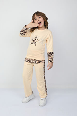 Kız Çocuk Leopar Yıldızlı Takım 37037
