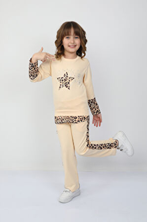 Kız Çocuk Leopar Yıldızlı Takım 37037