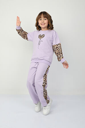 Kız Çocuk Kalp Leoparlı Takım 37036
