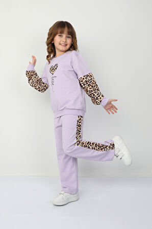 Kız Çocuk Kalp Leoparlı Takım 37036