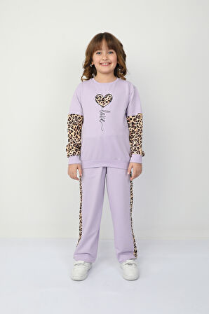 Kız Çocuk Kalp Leoparlı Takım 37036