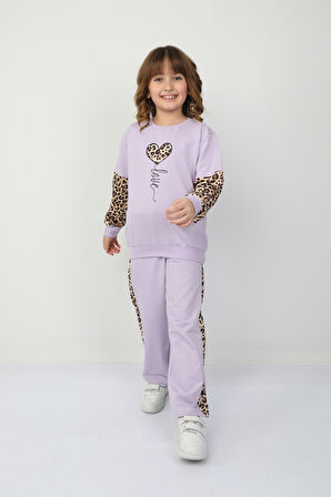 Kız Çocuk Kalp Leoparlı Takım 37036