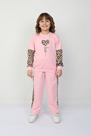 Kız Çocuk Kalp Leoparlı Takım 37036