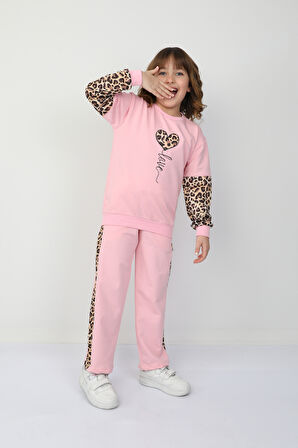 Kız Çocuk Kalp Leoparlı Takım 37036