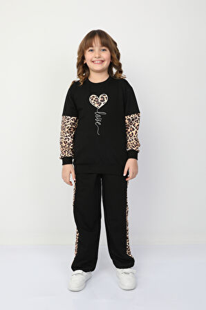 Kız Çocuk Kalp Leoparlı Takım 37036