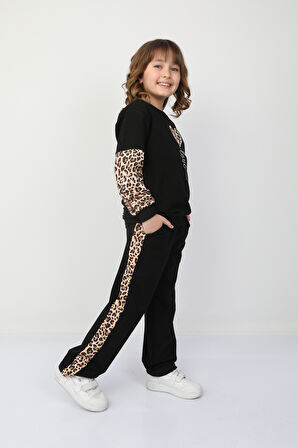 Kız Çocuk Kalp Leoparlı Takım 37036