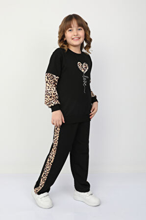 Kız Çocuk Kalp Leoparlı Takım 37036