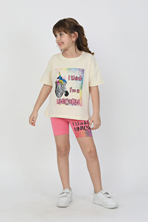 I Thing  Unicorn Baskılı Kız Çocuk Takım 6534-1