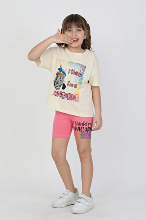 I Thing  Unicorn Baskılı Kız Çocuk Takım 6534-1