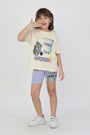 I Thing  Unicorn Baskılı Kız Çocuk Takım 6534-1
