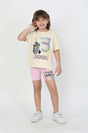 I Thing  Unicorn Baskılı Kız Çocuk Takım 6534-1