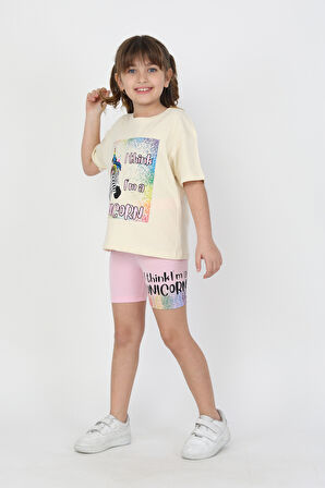 I Thing  Unicorn Baskılı Kız Çocuk Takım 6534-1