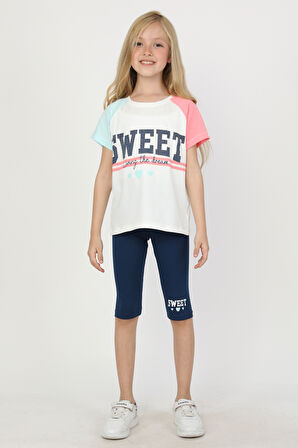 KIZ ÇOCUK SWEET BASKILI REGLAN KOL TAYTLI TAKIM - 23400