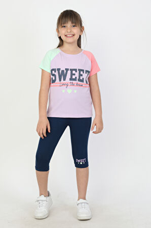 KIZ ÇOCUK SWEET BASKILI REGLAN KOL TAYTLI TAKIM - 23400