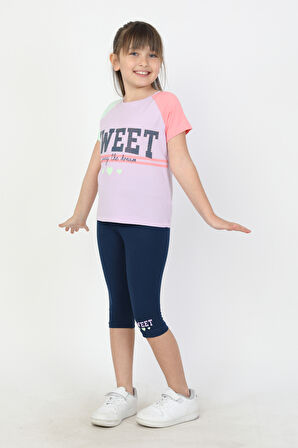 KIZ ÇOCUK SWEET BASKILI REGLAN KOL TAYTLI TAKIM - 23400