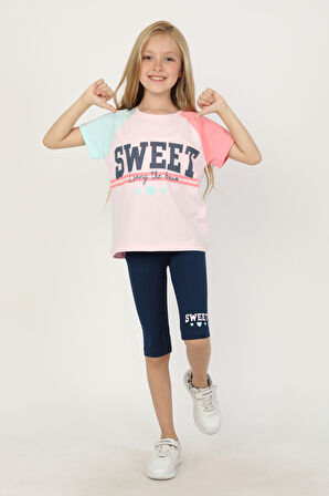 KIZ ÇOCUK SWEET BASKILI REGLAN KOL TAYTLI TAKIM - 23400