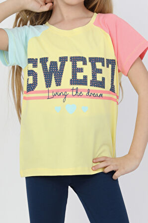 KIZ ÇOCUK SWEET BASKILI REGLAN KOL TAYTLI TAKIM - 23400