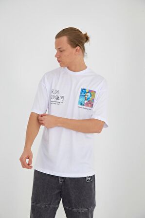 Vincent Van Gogh Patch Baskılı Oversize Unisex T-shirt
