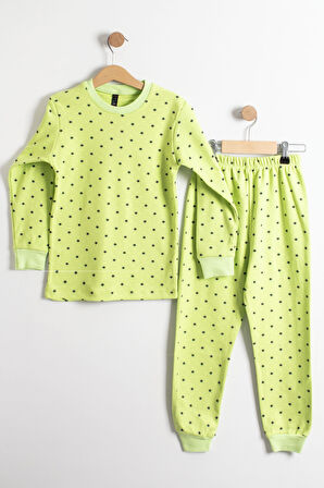 Yıldız Desenli Pijama Takımı Yeşil 8-12