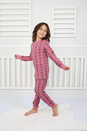 Çiçek Desenli Pijama Takımı Pembe 3-7