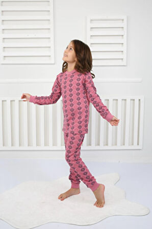 Çiçek Desenli Pijama Takımı Pembe 3-7