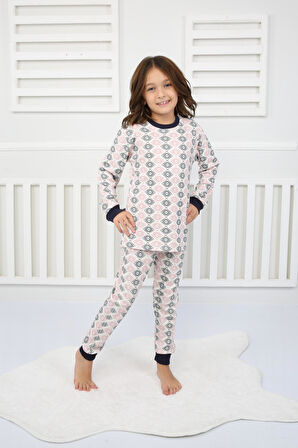 Çiçek Desenli Pijama Takımı Beyaz 3-7