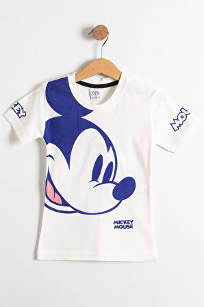 Mickey Mouse Baskılı T-Shirt ve Şort Takımı Mavi 3-10
