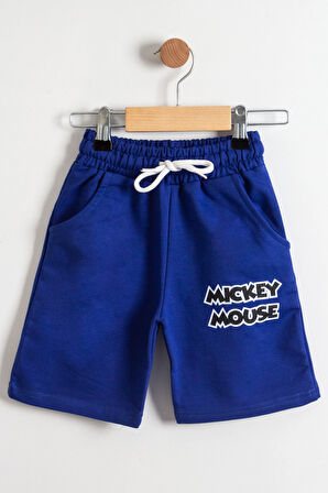 Mickey Mouse Baskılı T-Shirt ve Şort Takımı Mavi 3-10