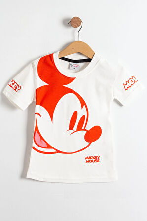 Mickey Mouse Baskılı T-Shirt ve Şort Takımı Turuncu 3-10