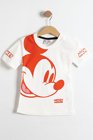 Mickey Mouse Baskılı T-Shirt ve Şort Takımı Turuncu 3-10