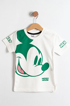 Mickey Mouse Baskılı T-Shirt ve Şort Takımı Yeşil 3-10