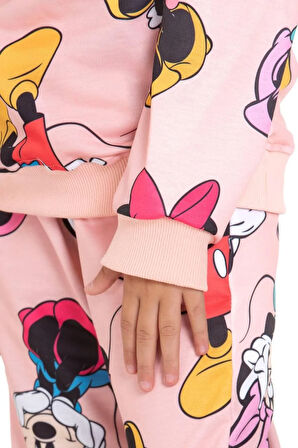 Minnie Mouse Baskılı Sweatshirt ve Eşofman Takımı Pembe