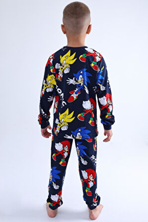 Erkek Çocuk Sonic Desenli Pijama Takımı - Lacivert