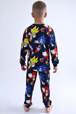 Erkek Çocuk Sonic Desenli Pijama Takımı - Lacivert