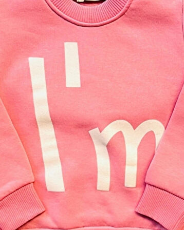 Kız Çocuk I'm Detaylı Pembe Alt Üst Takım