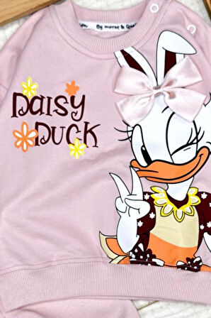 Kız Bebek Daisy Duck Desenli Pamuklu Pembe Alt Üst Takımı